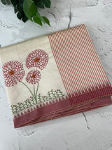 Blended tussar silk saree with embroidery- MSH490