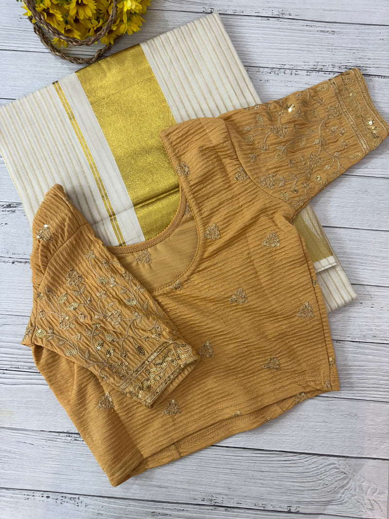 Stretchable Readymade blouse with sequence work- MSBL