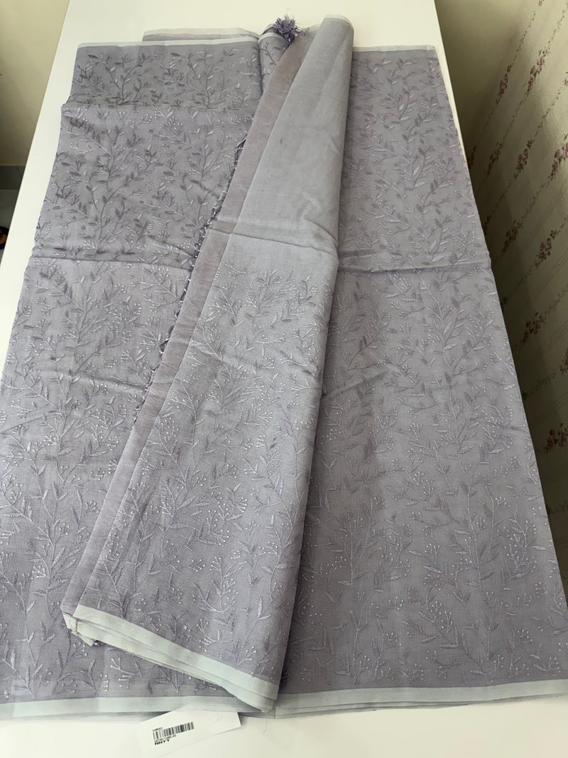 Supernet embriodery saree MS7854- DuskyLavender