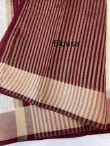 Semi chanderi saree -  MSH229 Cream to Maroon