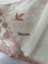 Soft Kota Applique work saree  MSH148 - White to Peach