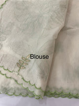 Mul chanderi tissue applique work saree MSH177