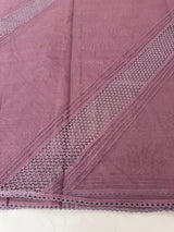 Supernet saree with crochet work and lace border MCJ5433 - MauvePink (Design - Diagonal Crochet)