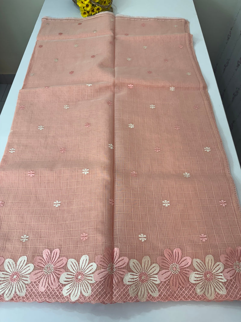 Embroid Kota silk saree MTSS689 Peach