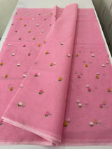 Kota checks saree with embroidery MS7680 Pink