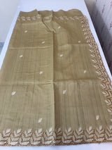 Blended tussar saree with cutwork - MSHK690 Chikoo