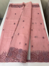 Cutwork Moonga checks saree MSH202 - Pink(2)