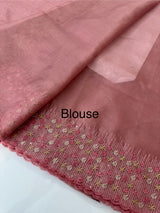 Organza saree with embroidery borders - MSH907 DuskyPeachPink