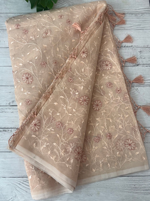 Kota silk saree with embroidery MSH199 PastelPeach