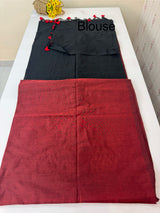 Plain Khadi cotton saree with contrast pallu & blouse MS1497