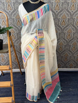 Rainbow semi Linen Saree MLS615- 16