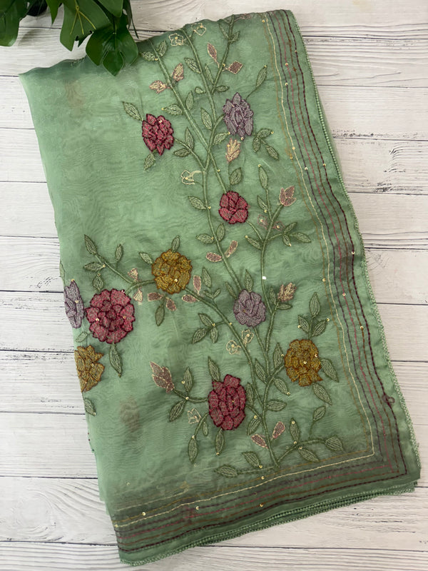 Tissue Organza saree with kanta embriodery MS15600