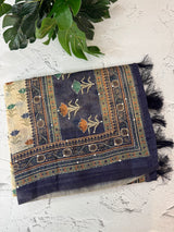 Semi Chanderi saree with hand kanta embroidery MS9899