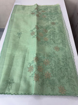 Tissue Silk applique work saree MSH120 JadeGreen