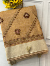 Linen saree with French knots and kanta embriodery MS94311