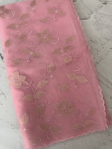 Viscose Organza saree with applique work-MSH238 Pink