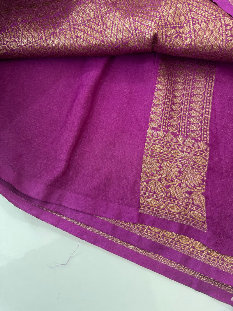 Semi katan Banarasi saree in antique zari weaving - MSKB899 Vadamalli