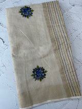 Tissue linen saree with embroidery MLS8977