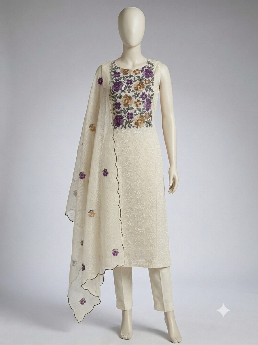 Unstitched Phulkari Netkota Salwar Set - MUS101 (3)