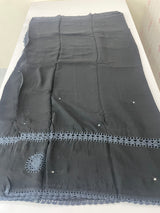 Chiffon georgette saree with corchet work - MS7633