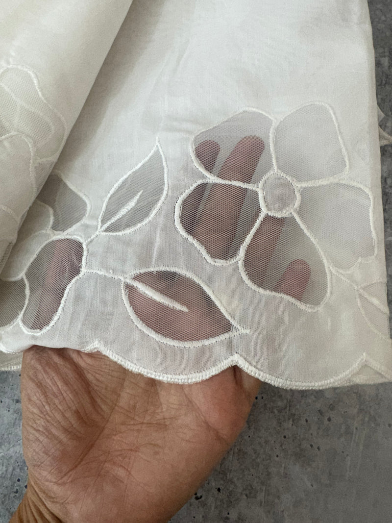 Mul chanderi saree with applique borders MSH111 -White