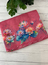 Digital printed semi Linen Saree MLS711 - PeachPink