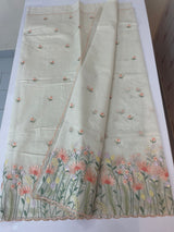 Mul chanderi embriodery saree with scalloped borders MSH176