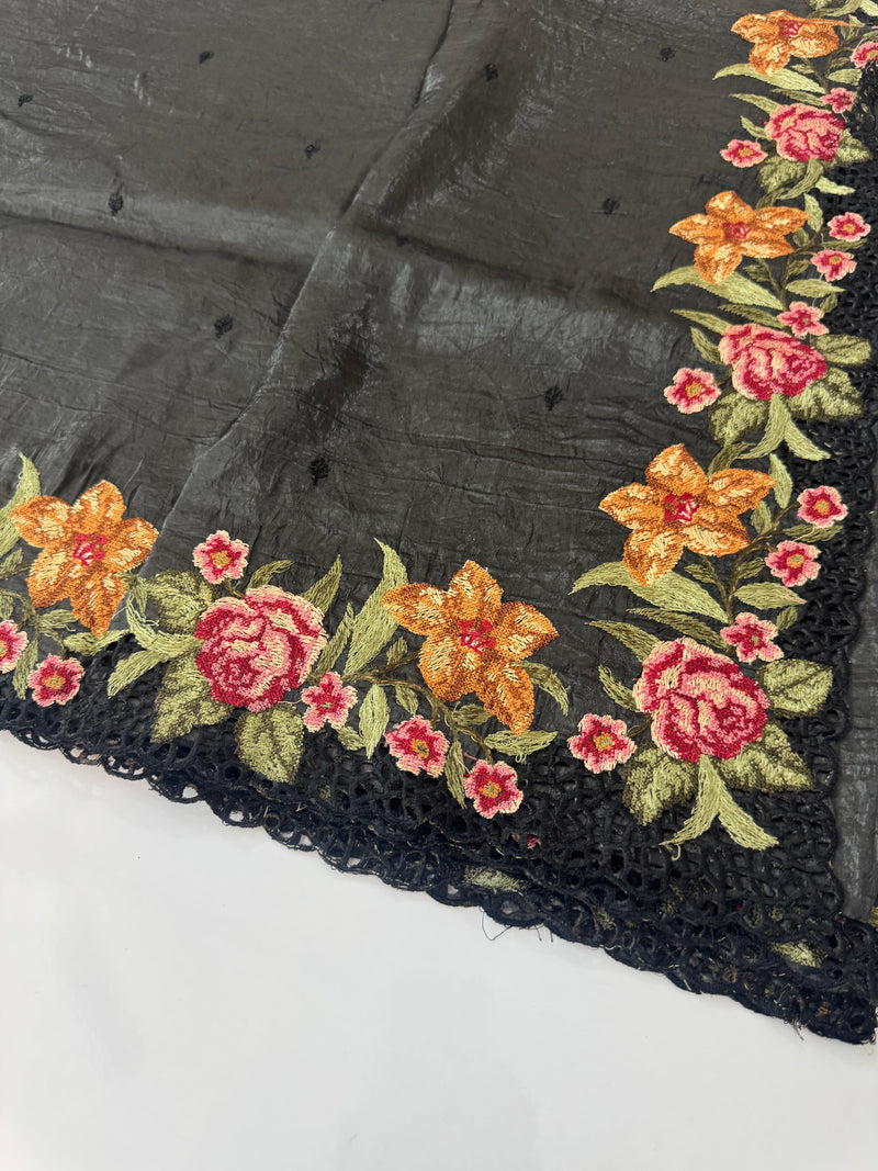 Crush Organza cutwork & embroidery saree MS7544a- Black