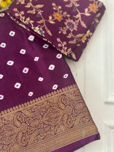 Soft dola silk saree with brocade banarasi  blouse MDLS212- Wine