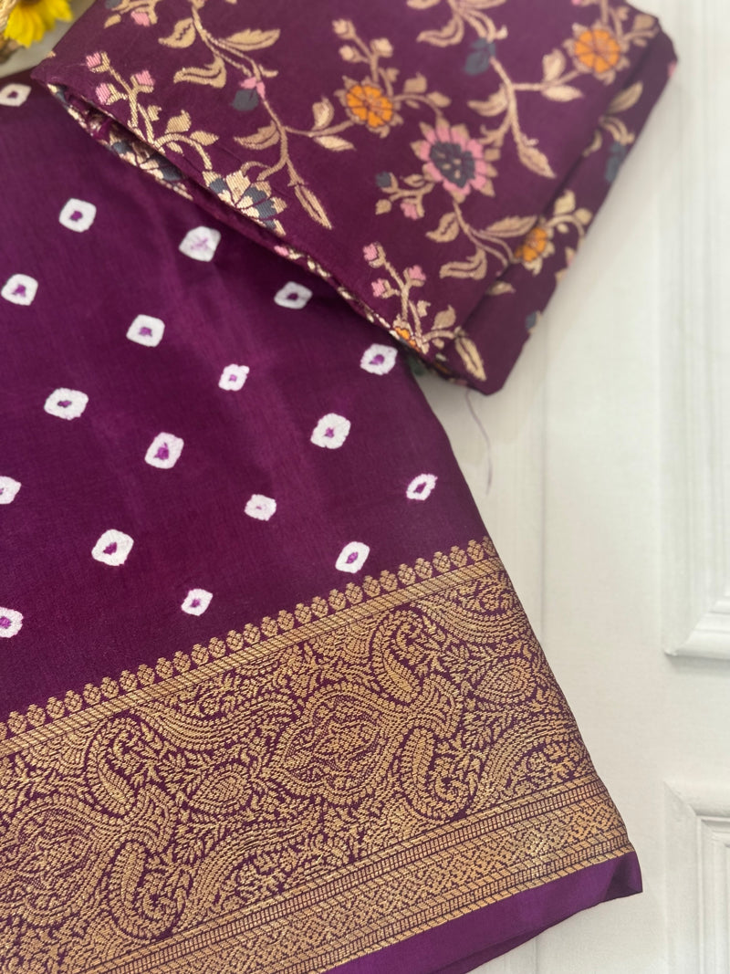 Soft dola silk saree with brocade banarasi  blouse MDLS212- Wine