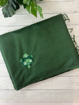 Semi tussar saree with Handwork MS44500 - DarkGreen