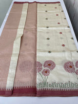 Blended tussar silk saree with embroidery- MSH490