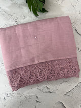 Soft crushed chanderi crepe silk saree with lace borders MLS466