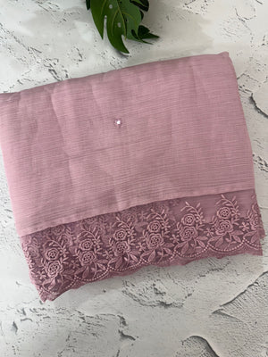 Soft crushed chanderi crepe silk saree with lace borders MLS466