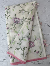 Soft Netkota saree with cross stitch embroidery MSH210