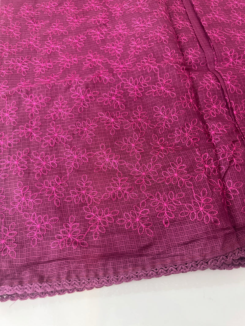 Soft kota checks saree with embroidery SDJCS21