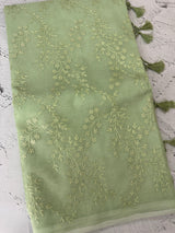 Moonga checks saree with embroidery MSH219 Pista