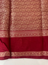 Semi silk saree with checks zari weaving  MS81543: Mustard to MaroonRed