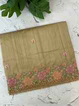 Blended tussar saree with cutwork border- MSHK695