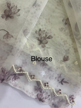 Handworked Glass organza saree with digital prints- MOS987