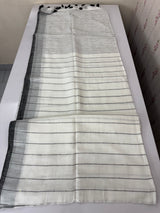 Semi linen saree with embroidery and sequins work- MLS151 Black & White