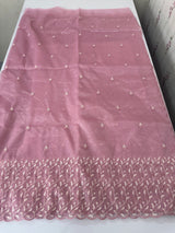 Glassy tissue organza saree with embroidery FKSF133- PastelPink