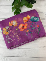 Digital printed semi Linen Saree MLS711- Purple