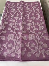 Blended Malai chanderi saree with applique work saree  MSM5676 - Lavender