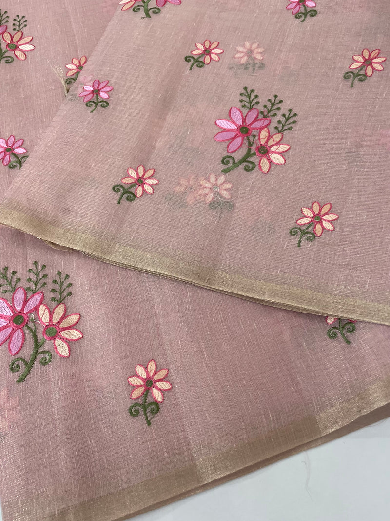 Tissue mix Soft silk saree with embroidery MS8189- PastelPink