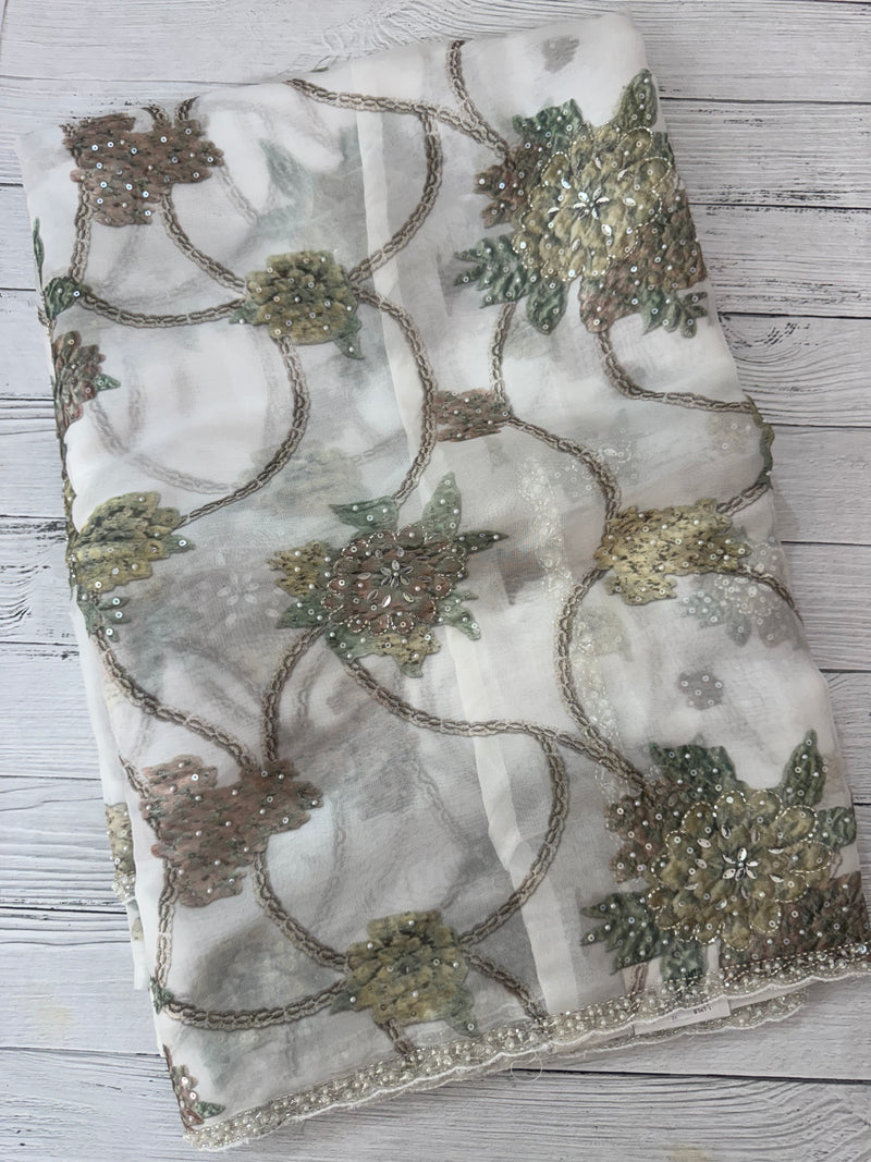 Handworked chiffon Organza saree MCS4534