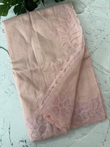 Khadi supernet applique work saree  MSH167 PastelPink