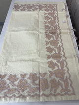 Mul chanderi tissue applique work saree MSK457 Offwhiye to Lilac
