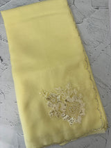 Crush Organza saree with applique work MBS676 LemonYellow