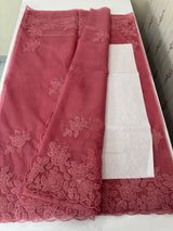 Soft organza saree with applique work - MCW225 Pink